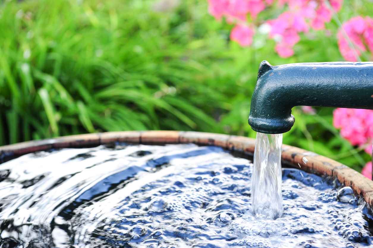 well water system in the garden