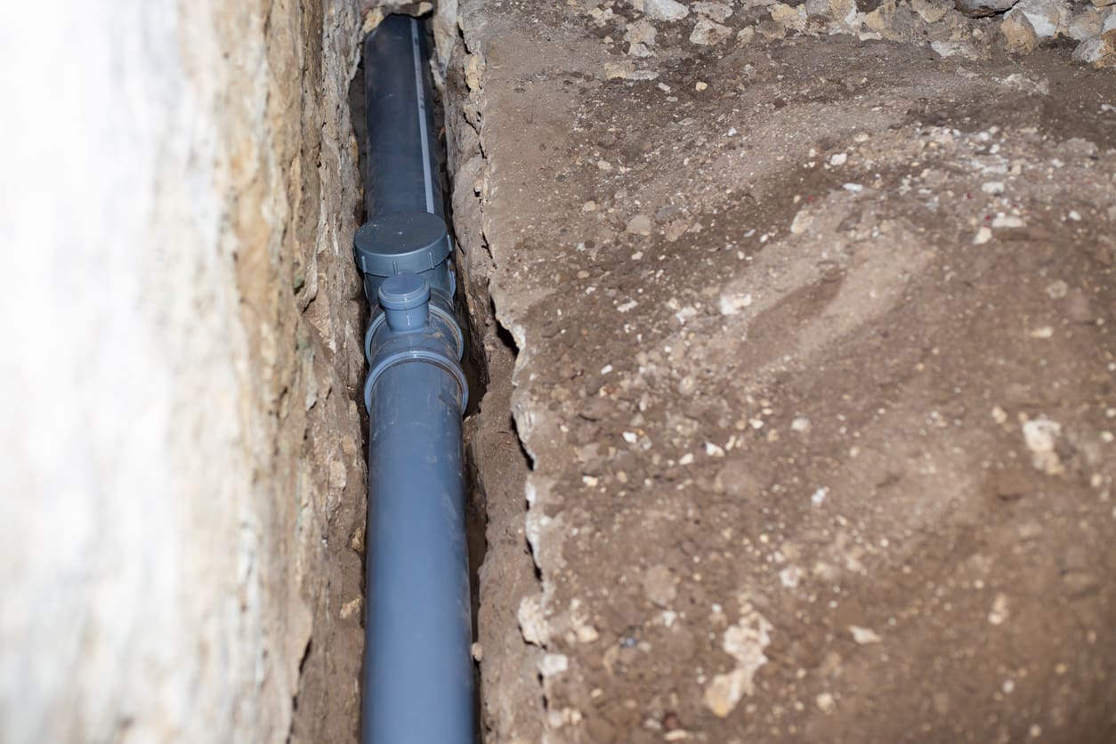 Sewer Line in Concrete