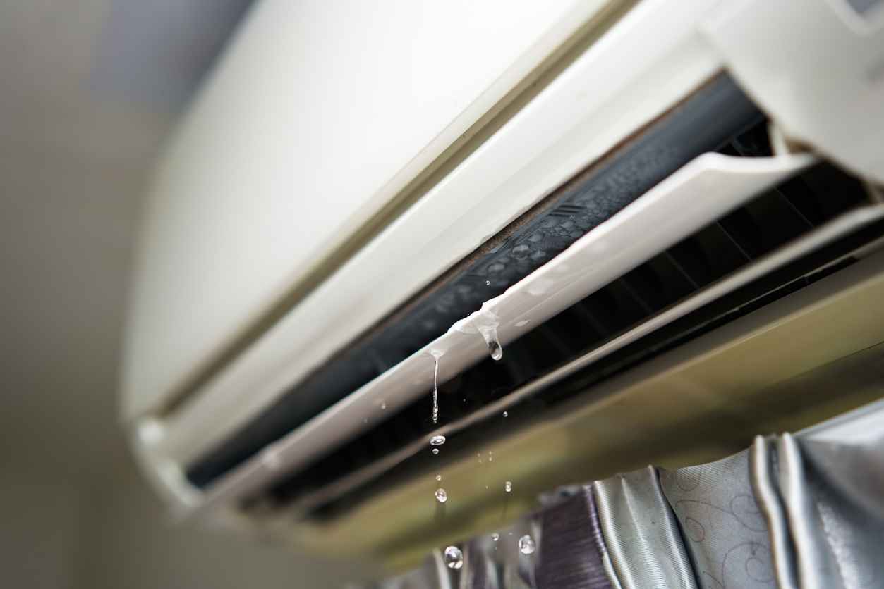 Water leaking from the air conditioner.